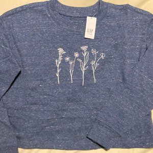Gap Kids Organic Cotton Crop Top Shirt Girls Size 8 Medium Blue Brand New
